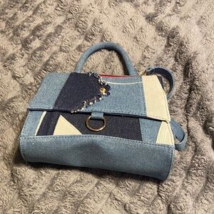 Stylish Denim Patchwork Handbag